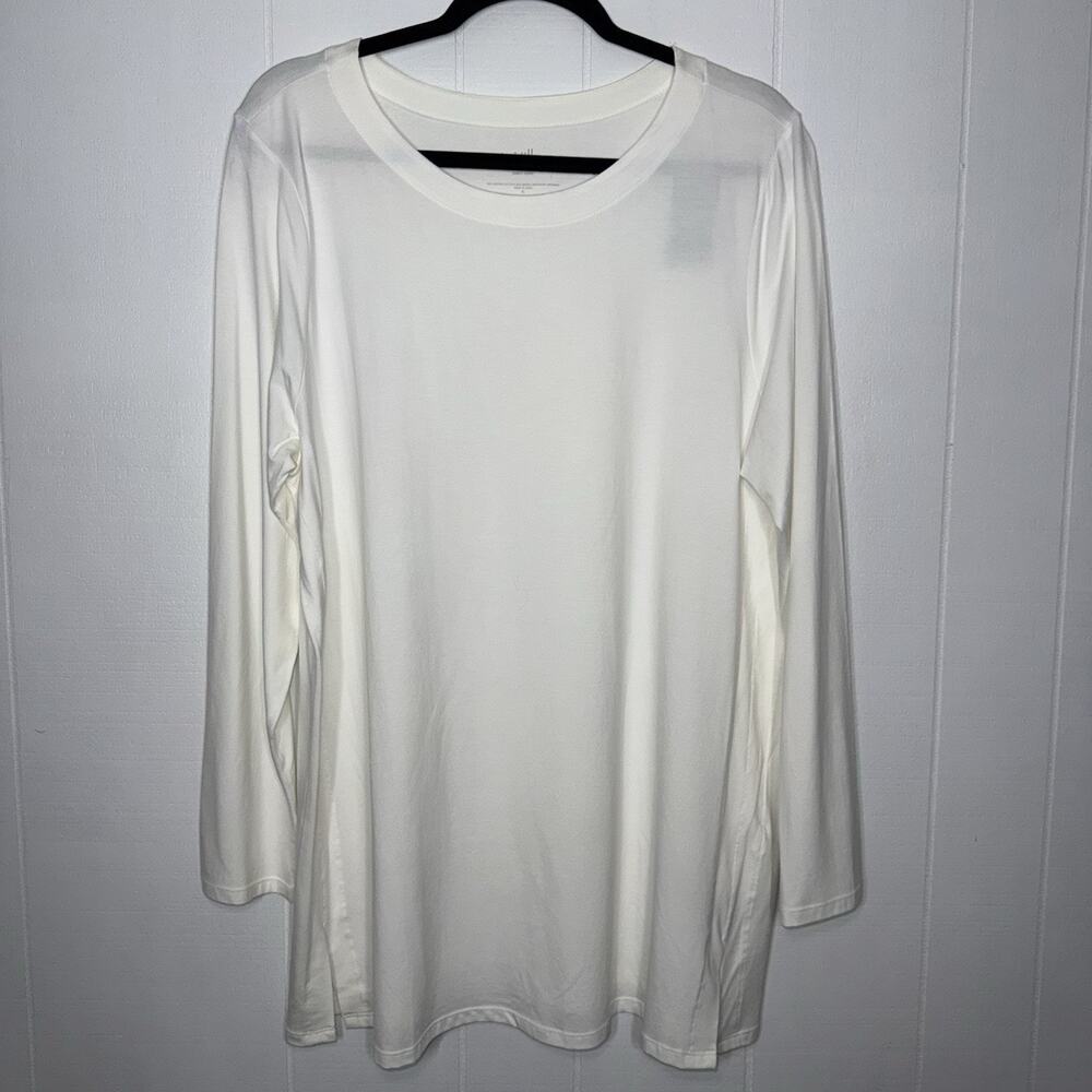 J. Jill Women’s Luxe Supima Forward Seam Tunic Top Long Sleeve White Size XL NWT